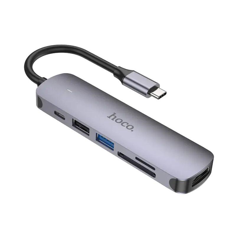 Hoco PD 100W USB-C Multi Function 6 in 1 Adapter Hub (HB28) by techplus