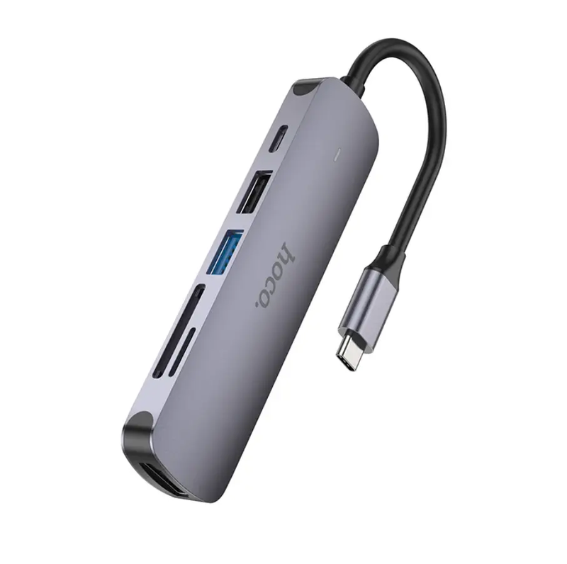 Hoco PD 100W USB-C Multi Function 6 in 1 Adapter Hub (HB28) by techplus