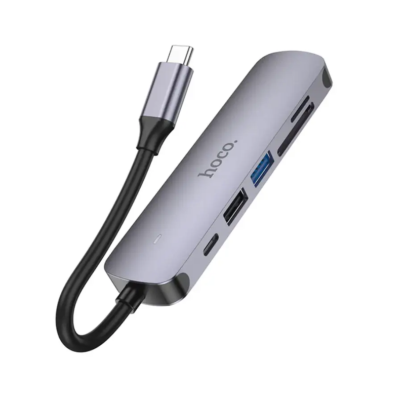 Hoco PD 100W USB-C Multi Function 6 in 1 Adapter Hub (HB28) by techplus