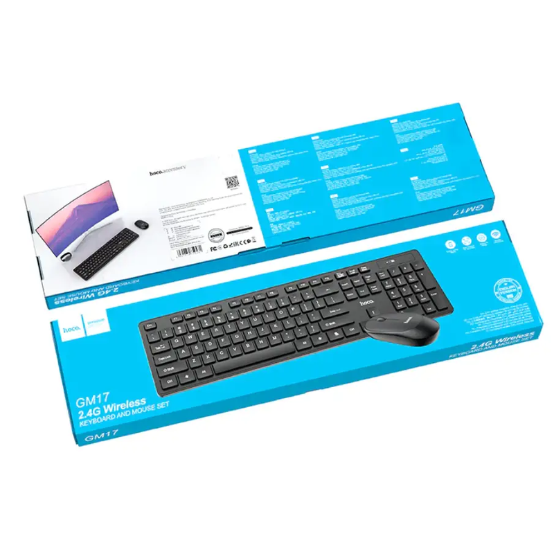 Hoco Wireless Keyboard Mouse Combo With USB Receiver (GM17) by techplus