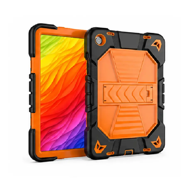Samsung Galaxy Tab A9 Rugged Shockproof Case with Kickstand (Orange) by techplus