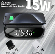 2-in-1 Multifunctional Wireless Charger with Alarm Clock 15W Fast Charging Stand by techplus