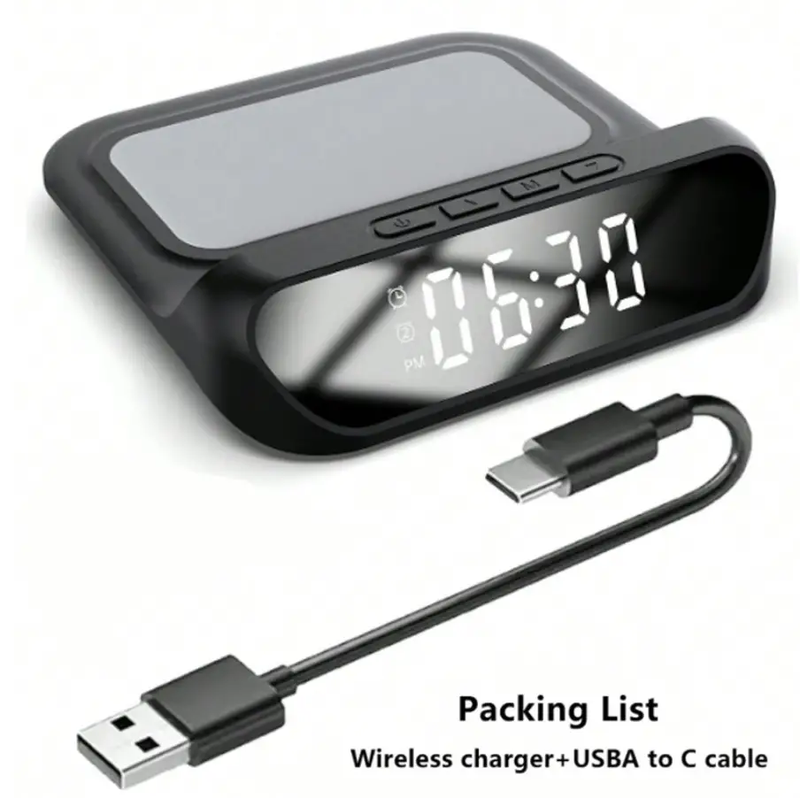 2-in-1 Multifunctional Wireless Charger with Alarm Clock 15W Fast Charging Stand by techplus