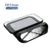 2-in-1 Multifunctional Wireless Charger with Alarm Clock 15W Fast Charging Stand by techplus