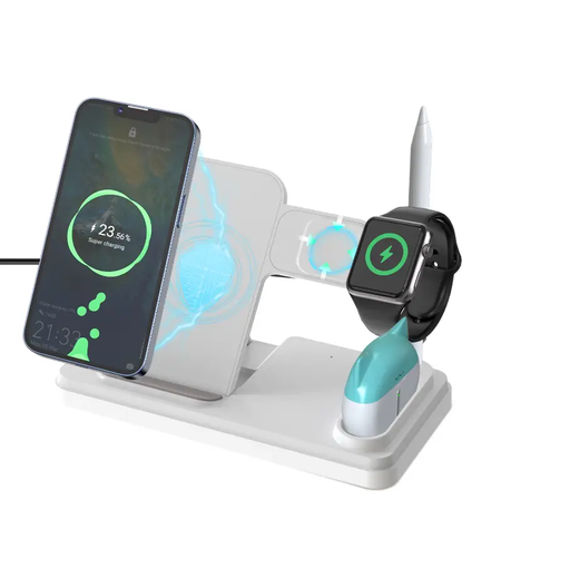 4-in-1 Wireless Charging Station 15W Fast Wireless Charger Stand for i-Series Devices by techplus