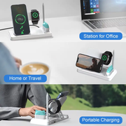 4-in-1 Wireless Charging Station 15W Fast Wireless Charger Stand for i-Series Devices by techplus