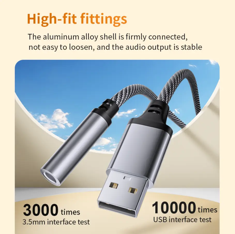USB to 3.5mm Audio Adapter Cable for Car, Computer & Speaker (USB 3.5mm) by techplus