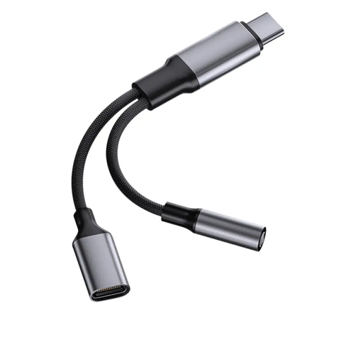 Dual-Port USB-C Adapter Cable with PD Fast Charging & 2-in-1 Type-C Audio Support by techplus