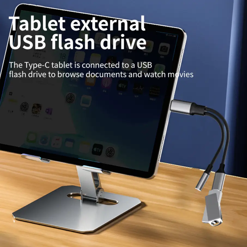 Dual-Port USB-C Adapter Cable with PD Fast Charging & 2-in-1 Type-C Audio Support by techplus
