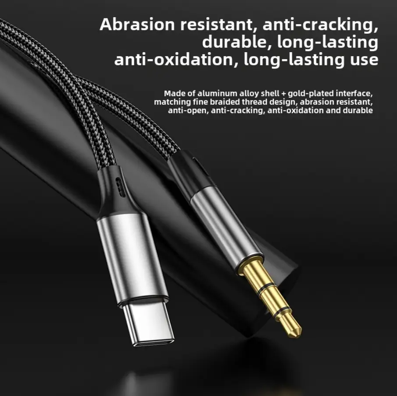 Type-C to 3.5mm Audio Conversion Cable for Huawei, Apple Car Headsets & AUX Audio by techplus