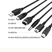 techplus 5 In 1 USB Charging Cable For Nintendo 3DS DS Lite DSi Wii U GBA SP PSP 5 In 1 USB Charging Cable For Nintendo Consoles