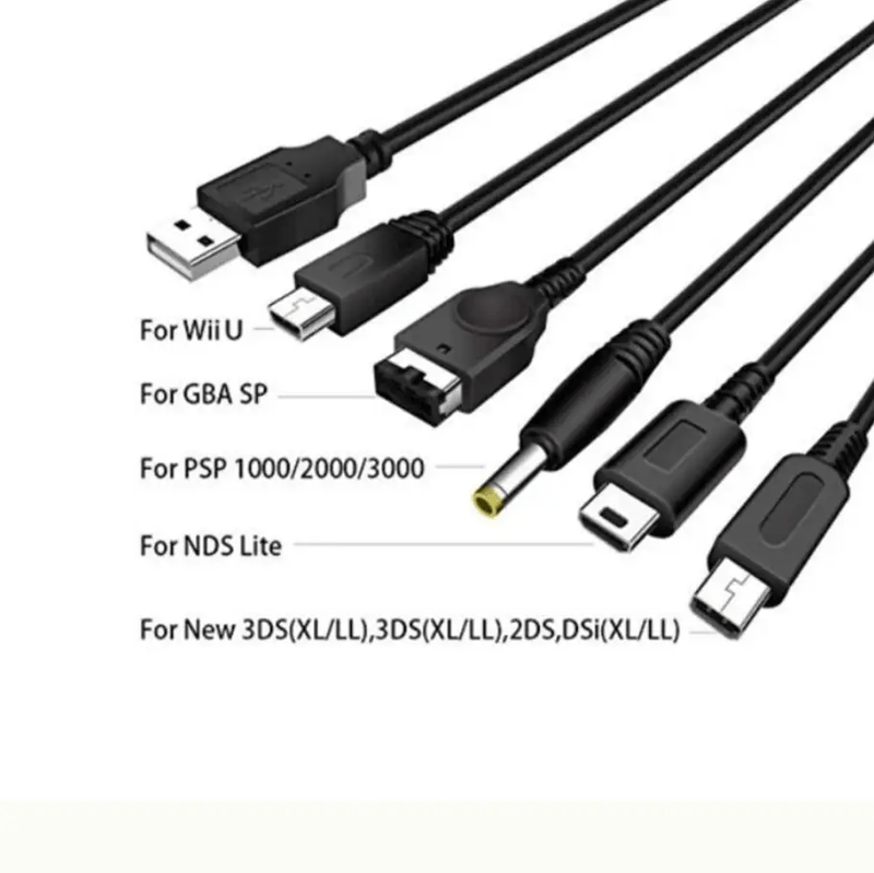 techplus 5 In 1 USB Charging Cable For Nintendo 3DS DS Lite DSi Wii U GBA SP PSP 5 In 1 USB Charging Cable For Nintendo Consoles