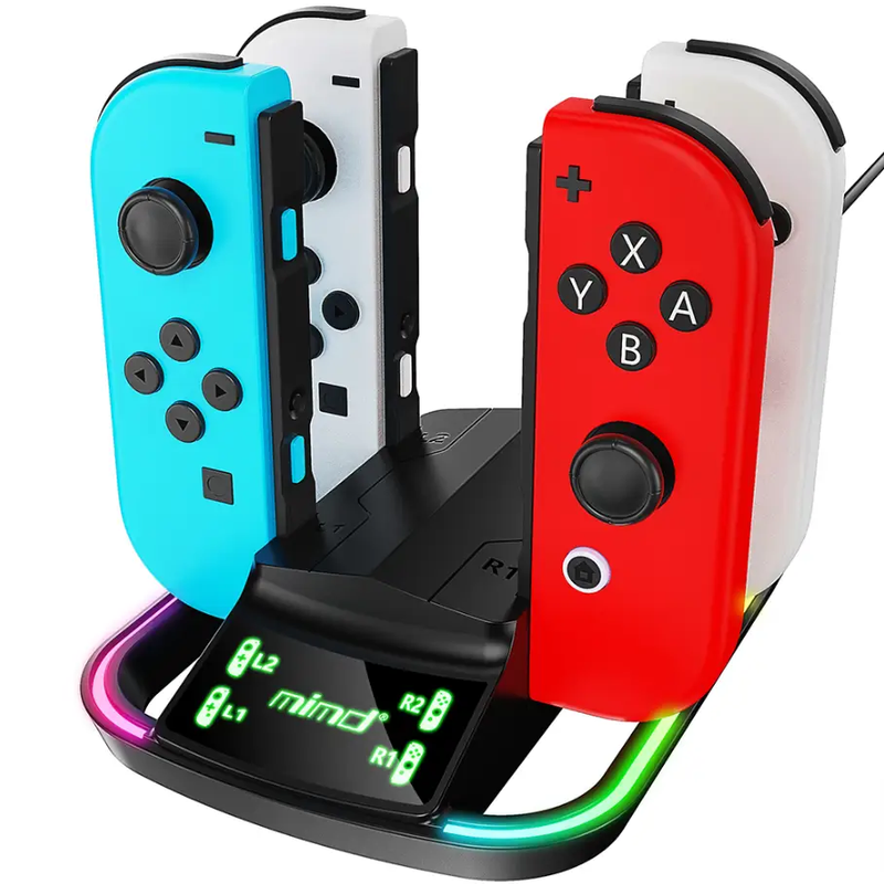 Classic 4-in-1 Fast Charger RGB LED Charging Dock Stand for Nintendo Switch Joy-Con by techplus