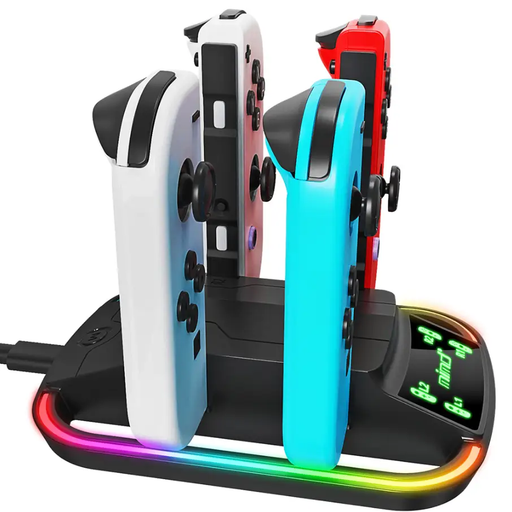 Classic 4-in-1 Fast Charger RGB LED Charging Dock Stand for Nintendo Switch Joy-Con by techplus