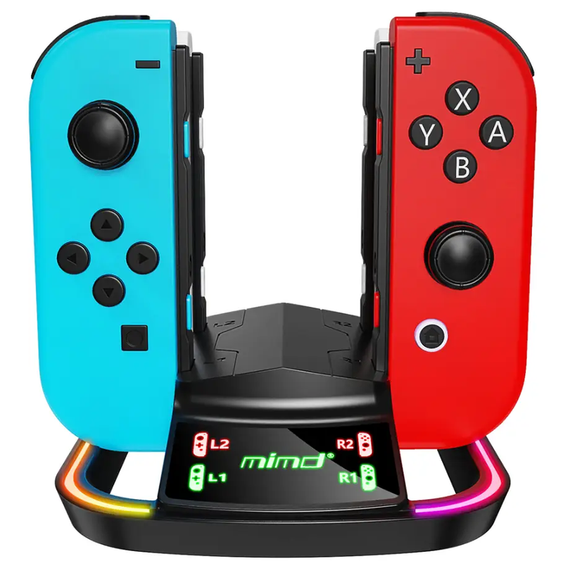 Classic 4-in-1 Fast Charger RGB LED Charging Dock Stand for Nintendo Switch Joy-Con by techplus