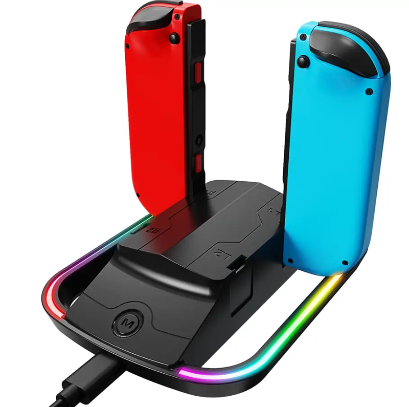 Classic 4-in-1 Fast Charger RGB LED Charging Dock Stand for Nintendo Switch Joy-Con by techplus