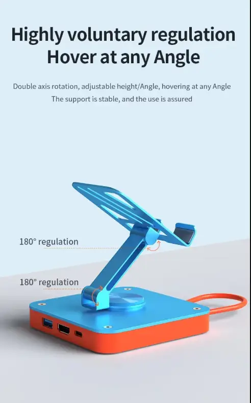 Adjustable 3-in-1 Nintendo Switch Stand USB-C Hub with 4K HDMI & 100W PD Charging by techplus