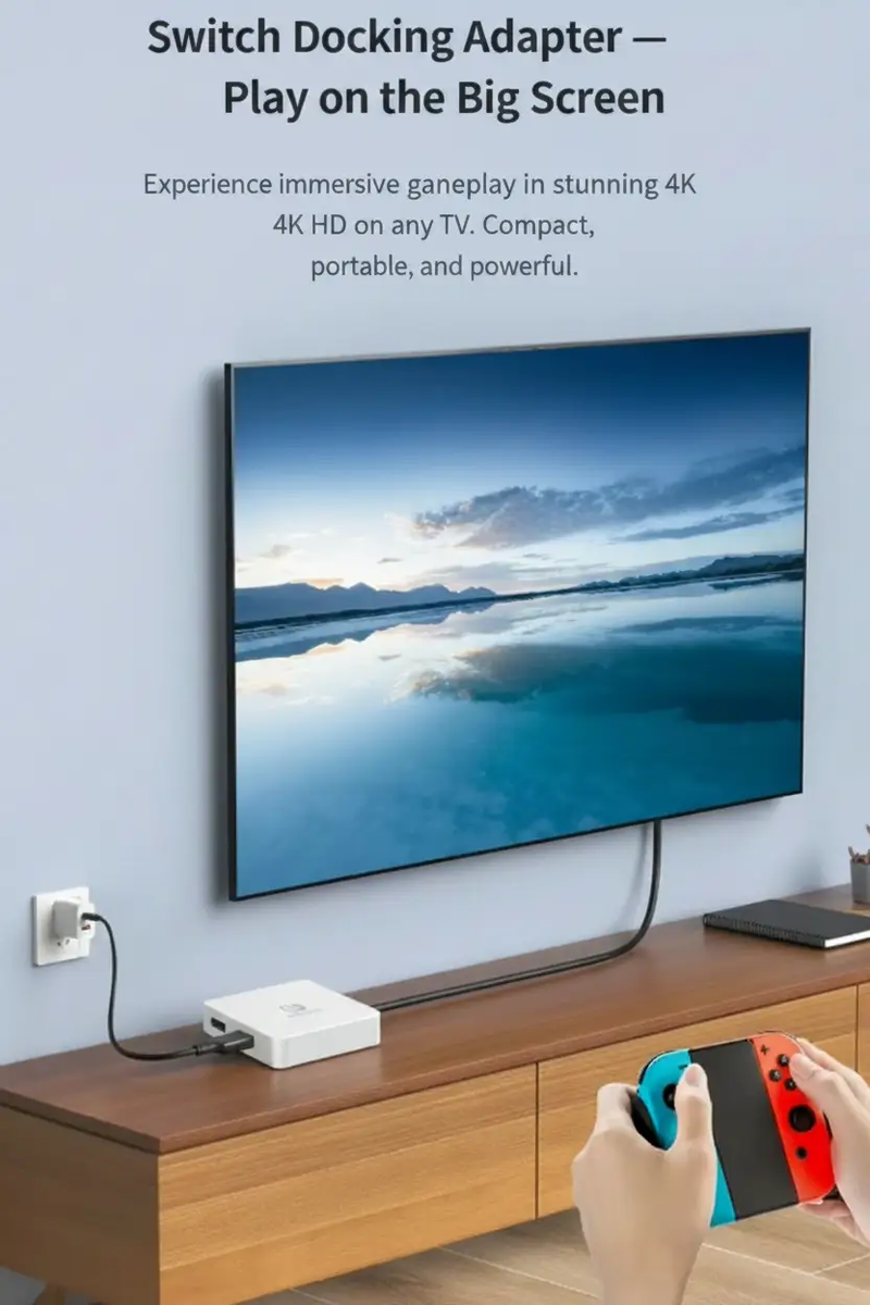 Adjustable 3-in-1 Nintendo Switch Stand USB-C Hub with 4K HDMI & 100W PD Charging by techplus
