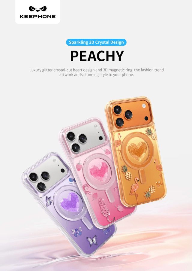 techplus Keephone Peachy 3D Heart Case for iPhone 17 Pro MagSafe Compatible Keephone Peachy 3D Heart Case for iPhone 17 Pro