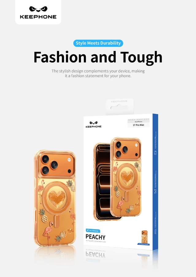 techplus Keephone Peachy 3D Heart Case for iPhone 17 Pro MagSafe Compatible Keephone Peachy 3D Heart Case for iPhone 17 Pro