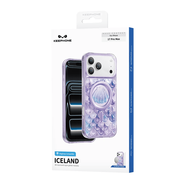 techplus Keephone Iceland Glitter Case for iPhone 17 Pro MagSafe with 3D Diamond Shell Keephone Iceland Glitter Case for iPhone 17 Pro