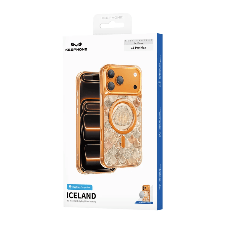 techplus Keephone Iceland Glitter Case for iPhone 17 Pro MagSafe with 3D Diamond Shell Keephone Iceland Glitter Case for iPhone 17 Pro