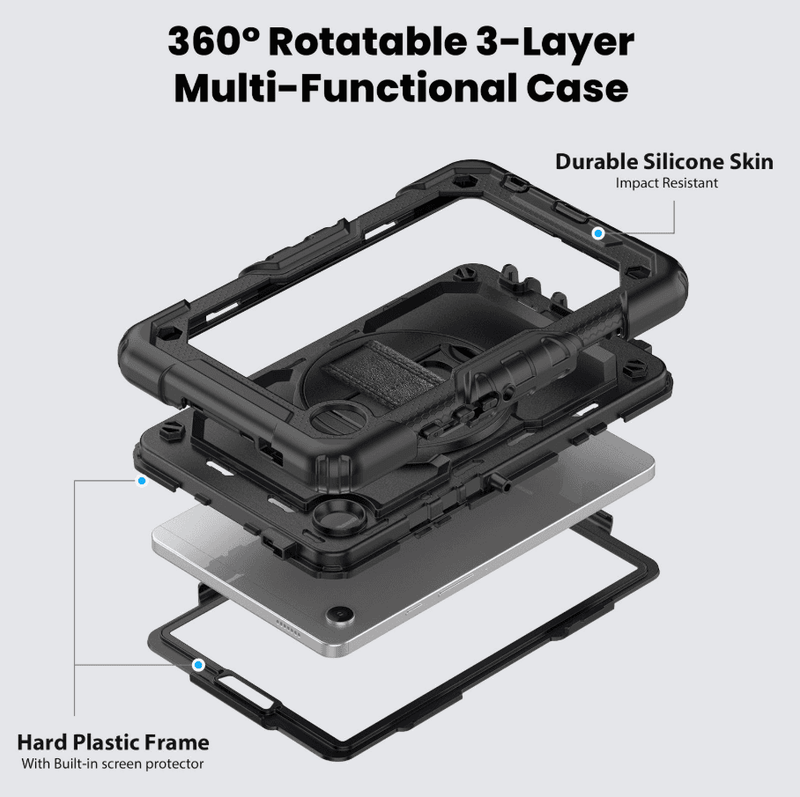 techplus Samsung Galaxy Tab A11+ Plus 11-inch Heavy Duty Rugged Shockproof Silicone Case With Front Screen Protector Samsung Galaxy Tab A11+ Plus 11-inch Heavy Duty Rugged Shockproof Silicone Case With Front Screen Protector