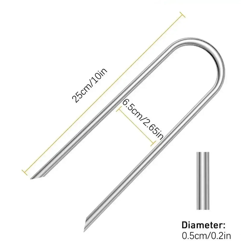 Heavy-Duty U-Shaped Galvanized Steel Trampoline Stakes by Habicare