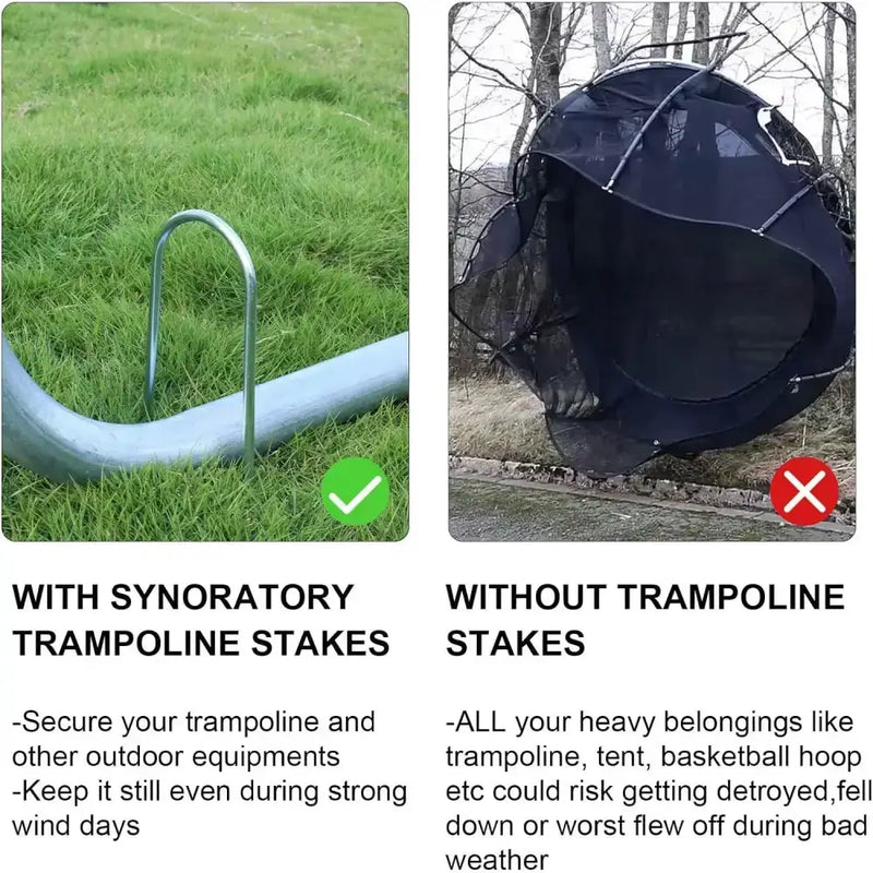 Heavy-Duty U-Shaped Galvanized Steel Trampoline Stakes by Habicare