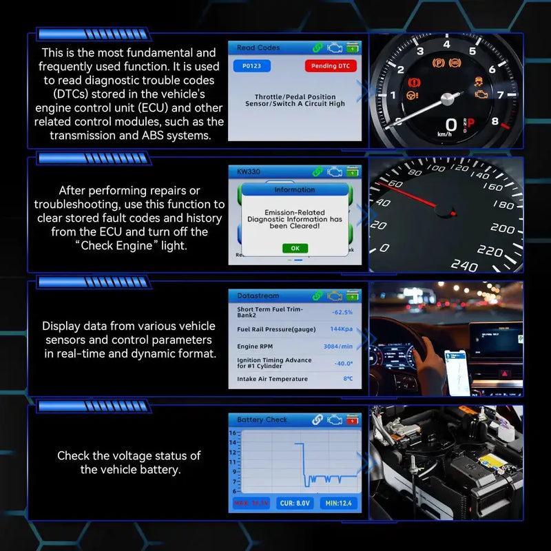 Car Diagnostic Scanner with Battery Test, Fault Code Reader & Real-Time Data Display by Habicare
