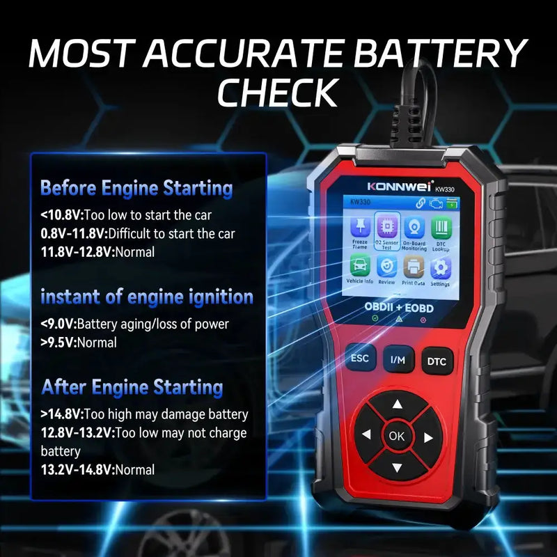Car Diagnostic Scanner with Battery Test, Fault Code Reader & Real-Time Data Display by Habicare