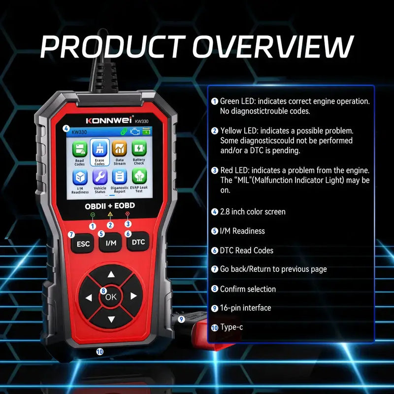 Car Diagnostic Scanner with Battery Test, Fault Code Reader & Real-Time Data Display by Habicare