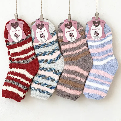 Soft & Warm Fleece Socks (12 pairs) Plush Slipper Sock Winter Fluffy Microfiber by dealonline.co.nz