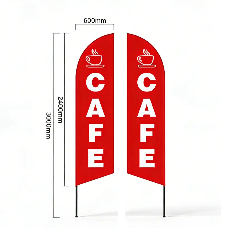 'CAFE-RED' 3.4m Sign Commercial Feather Banner Flag by dealonline.co.nz