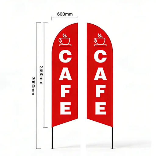'CAFE-RED' 3.4m Sign Commercial Feather Banner Flag by dealonline.co.nz
