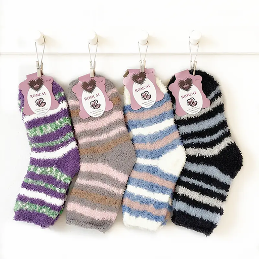 Soft & Warm Fleece Socks (12 pairs) Plush Slipper Sock Winter Fluffy Microfiber by dealonline.co.nz
