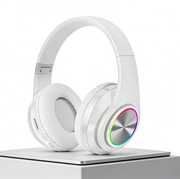 WHITE- Wireless bluetooth Headset Headphones Foldable Stereo Earphones LED Super by dealonline.co.nz