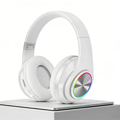 WHITE- Wireless bluetooth Headset Headphones Foldable Stereo Earphones LED Super by dealonline.co.nz