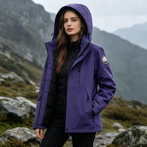 Thickened Lined Heated Jacket Waterproof Purple by dealonline.co.nz