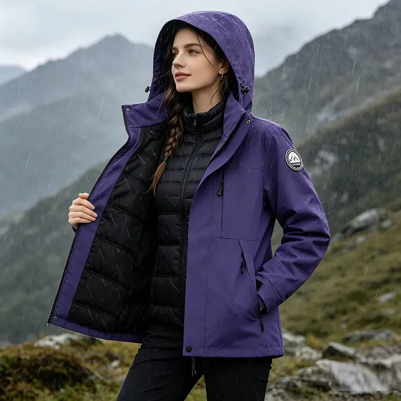 Thickened Lined Heated Jacket Waterproof Purple by dealonline.co.nz