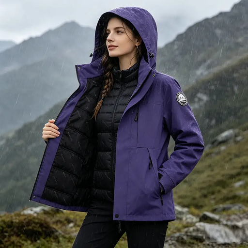 Thickened Lined Heated Jacket Waterproof Purple by dealonline.co.nz