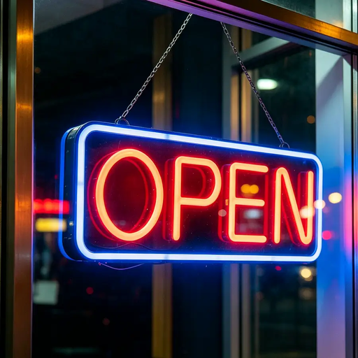 Large OPEN Sign Size L Neon LED Flashing & Remote Control 55CM by dealonline.co.nz
