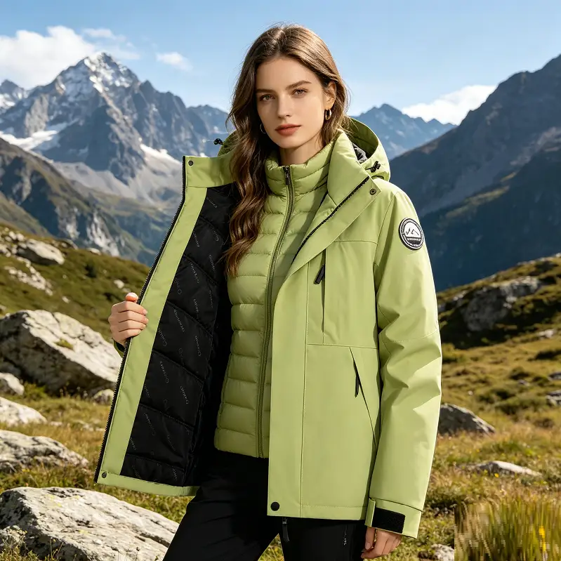 Thickened Lined Heated Jacket Waterproof Green by dealonline.co.nz