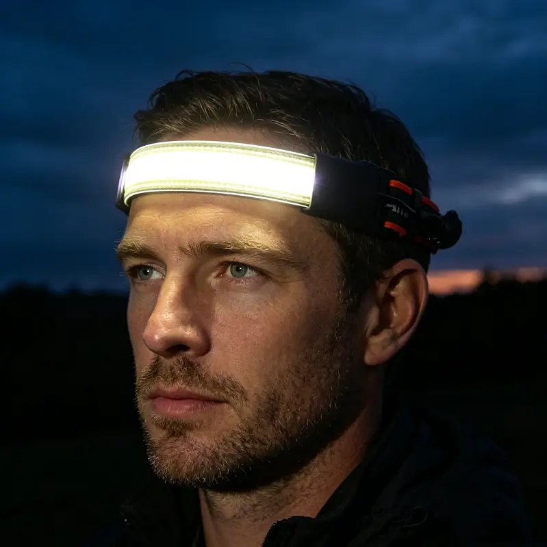 230°Wide-Angle Headlamp Flashlight with Red Taillight 3 Light Modes Lightweight by dealonline.co.nz