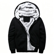 Fleece Lining Thermal Hood Jacket BLACK/5XL by dealonline.co.nz