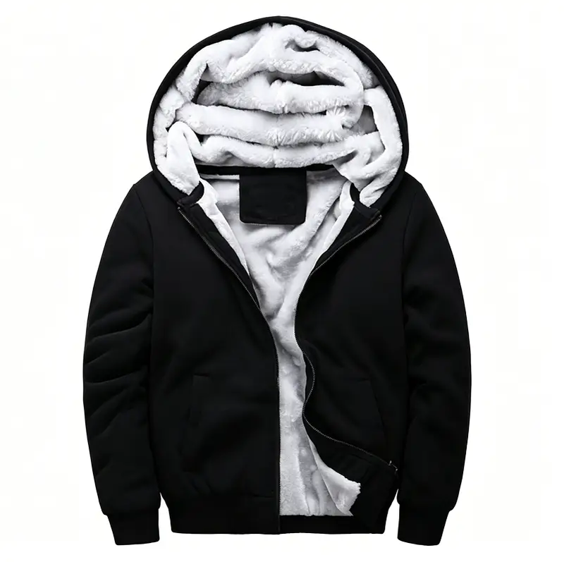 Fleece Lining Thermal Hood Jacket BLACK/5XL by dealonline.co.nz