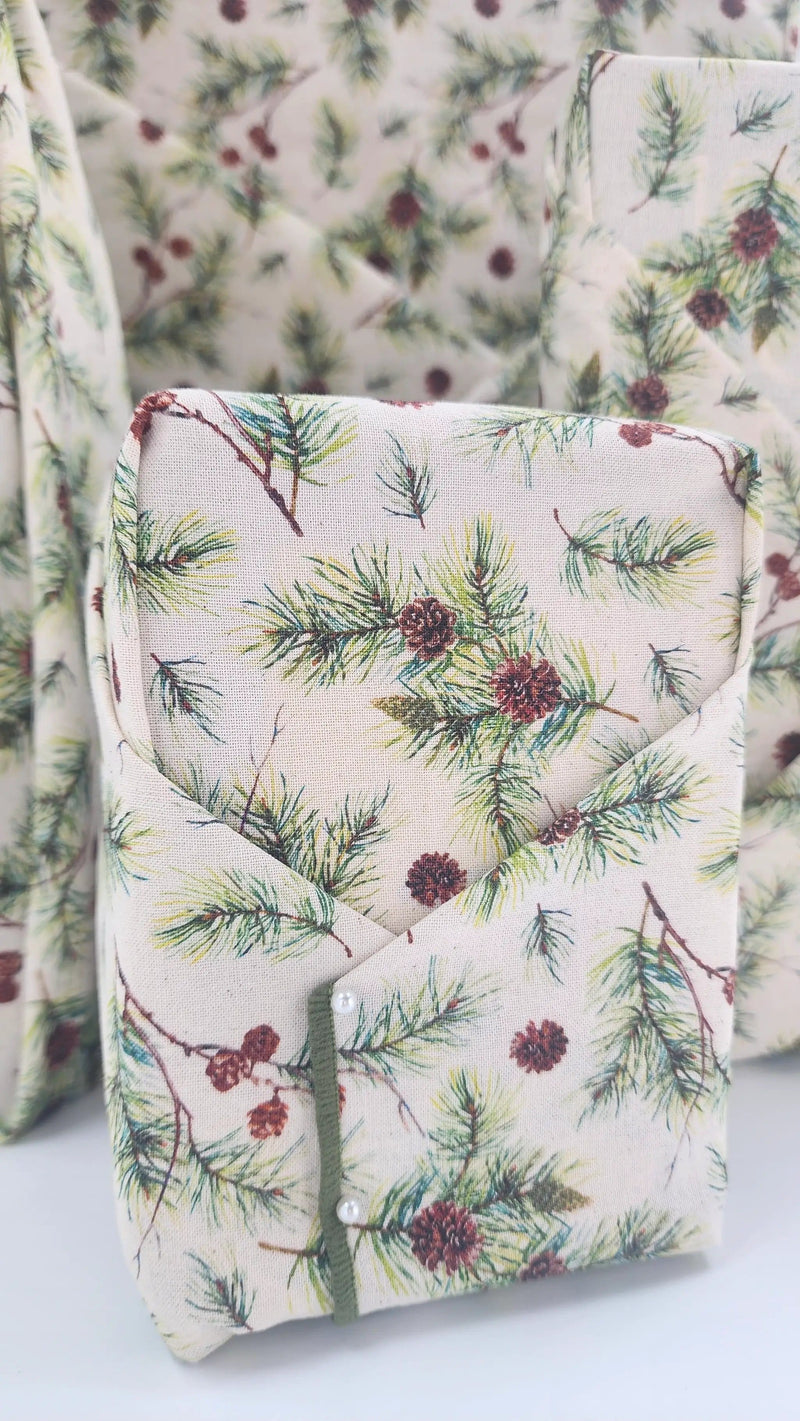Waste Free Celebrations Furoshiki Wrapping Cloths Nadarrach Giuthas na Nollaige - 4 Furoshiki Gift Wraps Nadarrach Giuthas na Nollaige - 4 Furoshiki Gift Wraps