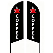 dealonline.co.nz dealonlinenz COFFEE - Commercial Feather Banner Flag Set 3m & Ground Drill DOUBLE SIDED Print Coffee Feather Banner Flag Set 3M With Drill Stand