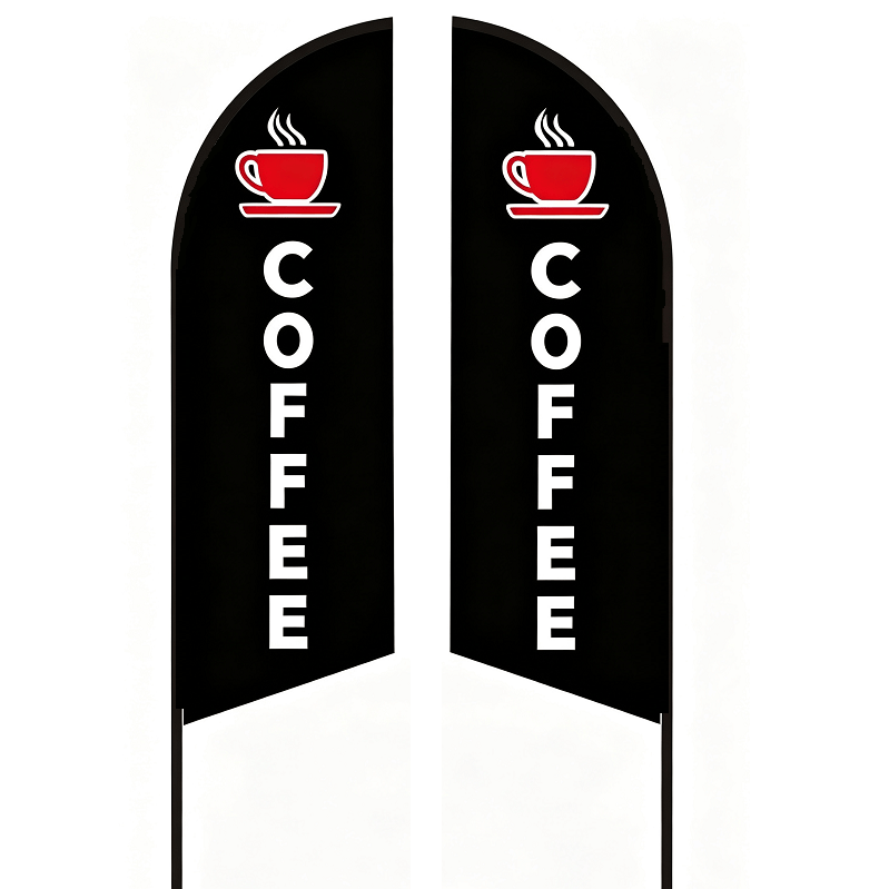 dealonline.co.nz dealonlinenz COFFEE - Commercial Feather Banner Flag Set 3m & Ground Drill DOUBLE SIDED Print Coffee Feather Banner Flag Set 3M With Drill Stand