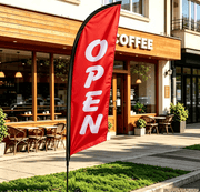 dealonline.co.nz dealonlinenz ‘OPEN’ 3M Sign Commercial Feather Banner Flag ONLY Open 3M Double Sided Feather Banner Flag For Signage